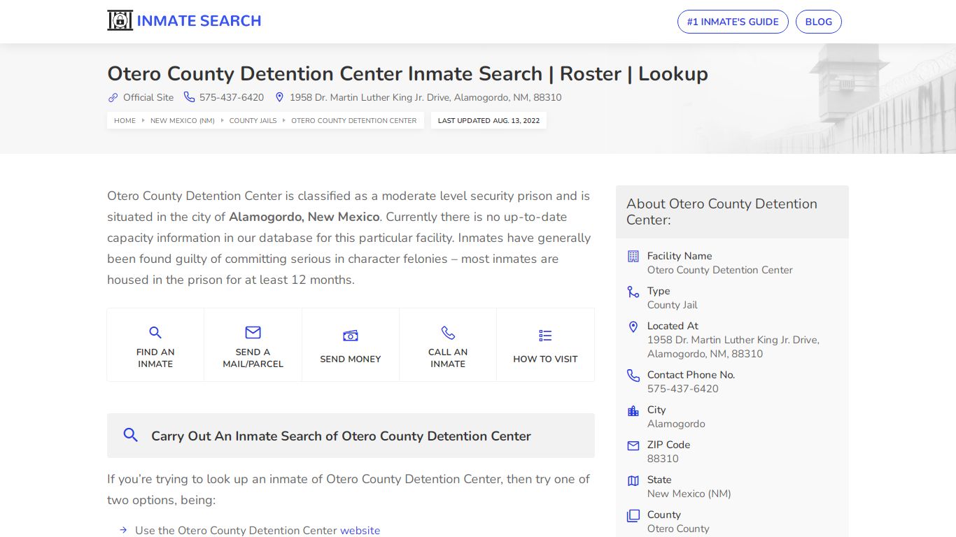 Otero County Detention Center Inmate Search | Roster | Lookup